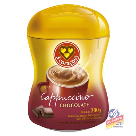 CAPUCCINO 3 CORACOES CHOCOLATE POTE200G