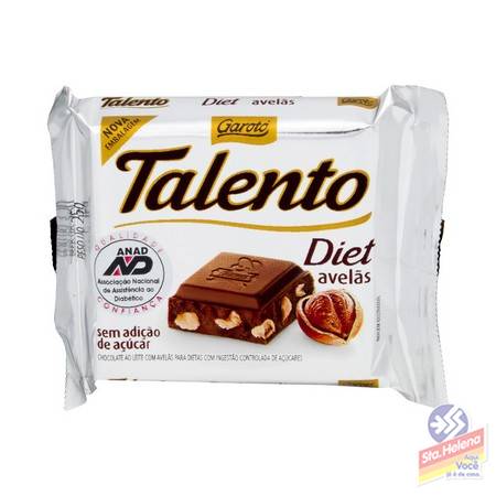 CHOCOLATE TALENTO DIET AVELA 25G