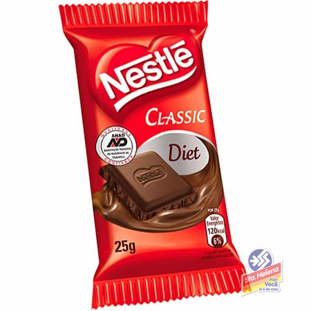 CHOCOLATE NESTLE CLASSIC DIET LEITE 25G