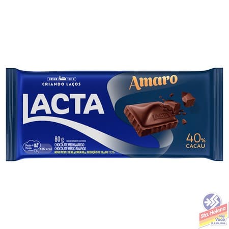 CHOCOLATE LACTA AMARO 40  CACAU 80G