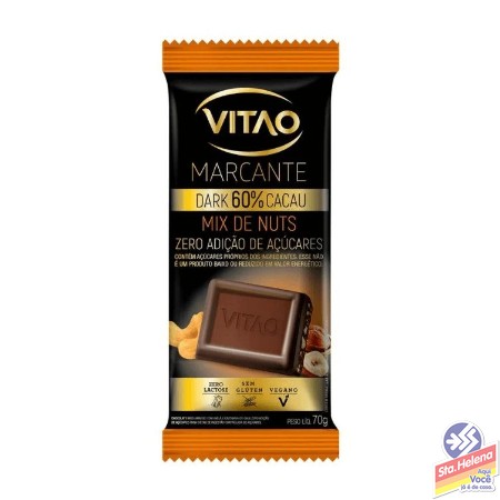 CHOCOLATE VITAO DARK 60  CACAU MIX NUTS 70G