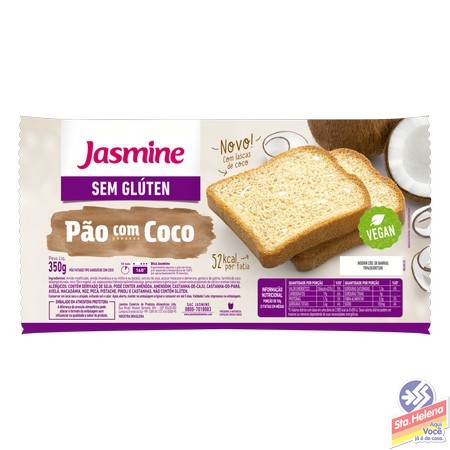 PAO FATIADO JASMINE COM COCO SEM GLUTEN 350G