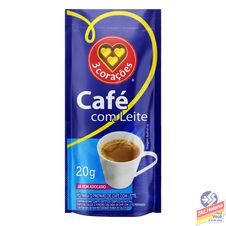 CAFE C LEITE 3 CORACOES SOLUVEL 20G