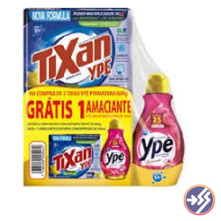 DETERGENTE EM PO TIXAN PRIMAVERA 800G COM 2 UNIDADES GRATIS AMACIANTE