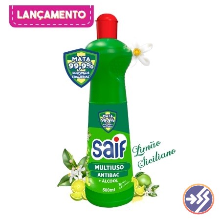 MULTIUSO SAIF ANTIBACTERIANO ALCOOL LIMAO SICILIANO 500ML